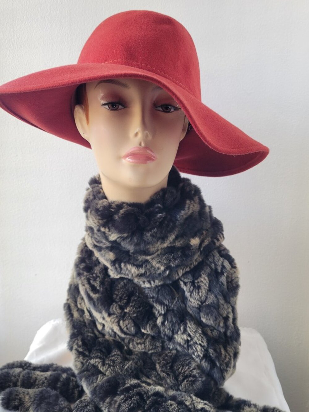 Title: Luxe Real Fur Knit Long Scarf with Tassel Trim | Multi-Tone Grey & Brown